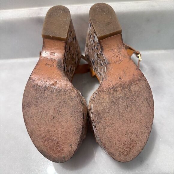 Tory Burch Solana Women's Ankle Buckle Strap Confetti Cork Platform Wedge Size 7 - Picture 5 of 6